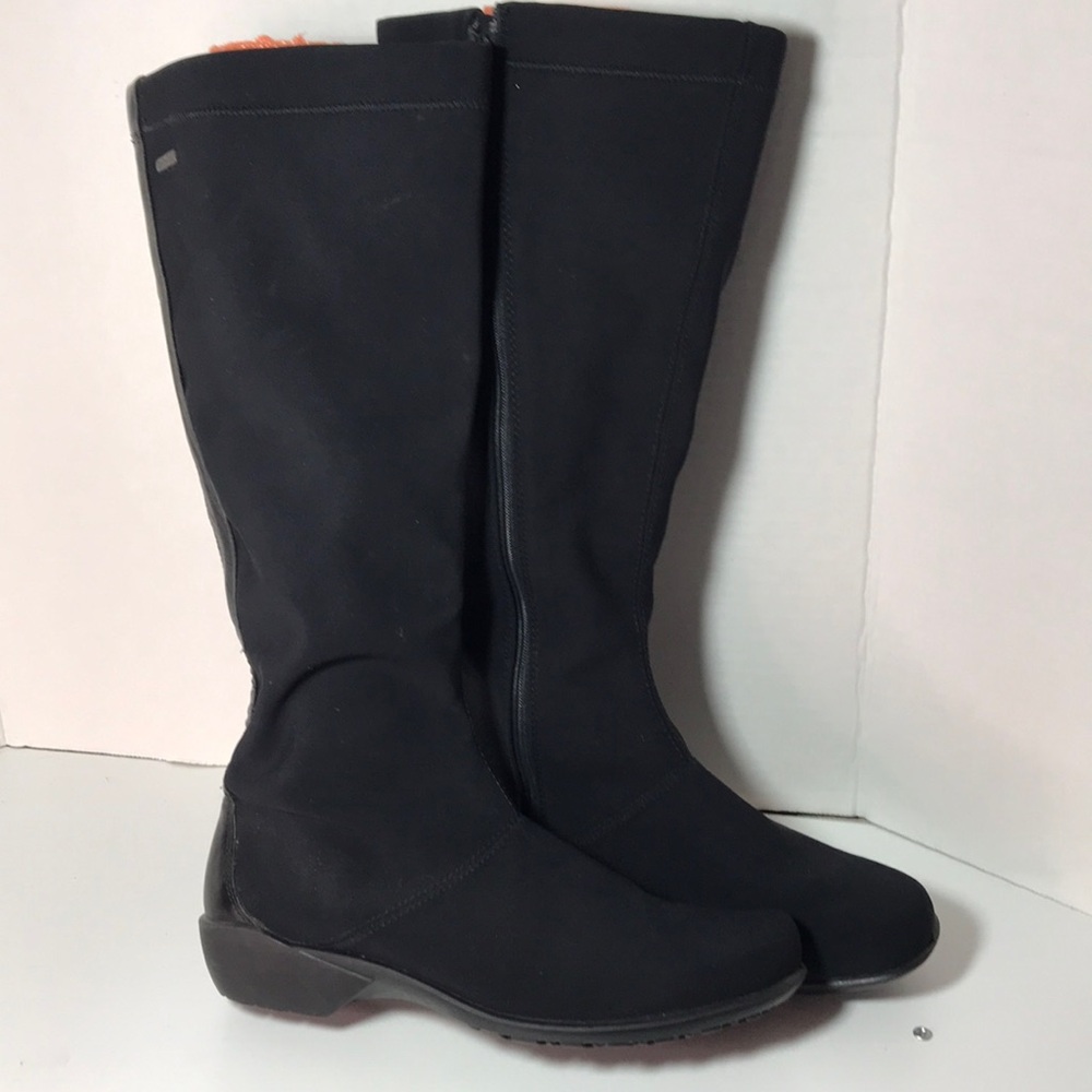 Romika black nylon boots Top Dry TEX 21.5” tall womens size 8 US 39 EU
